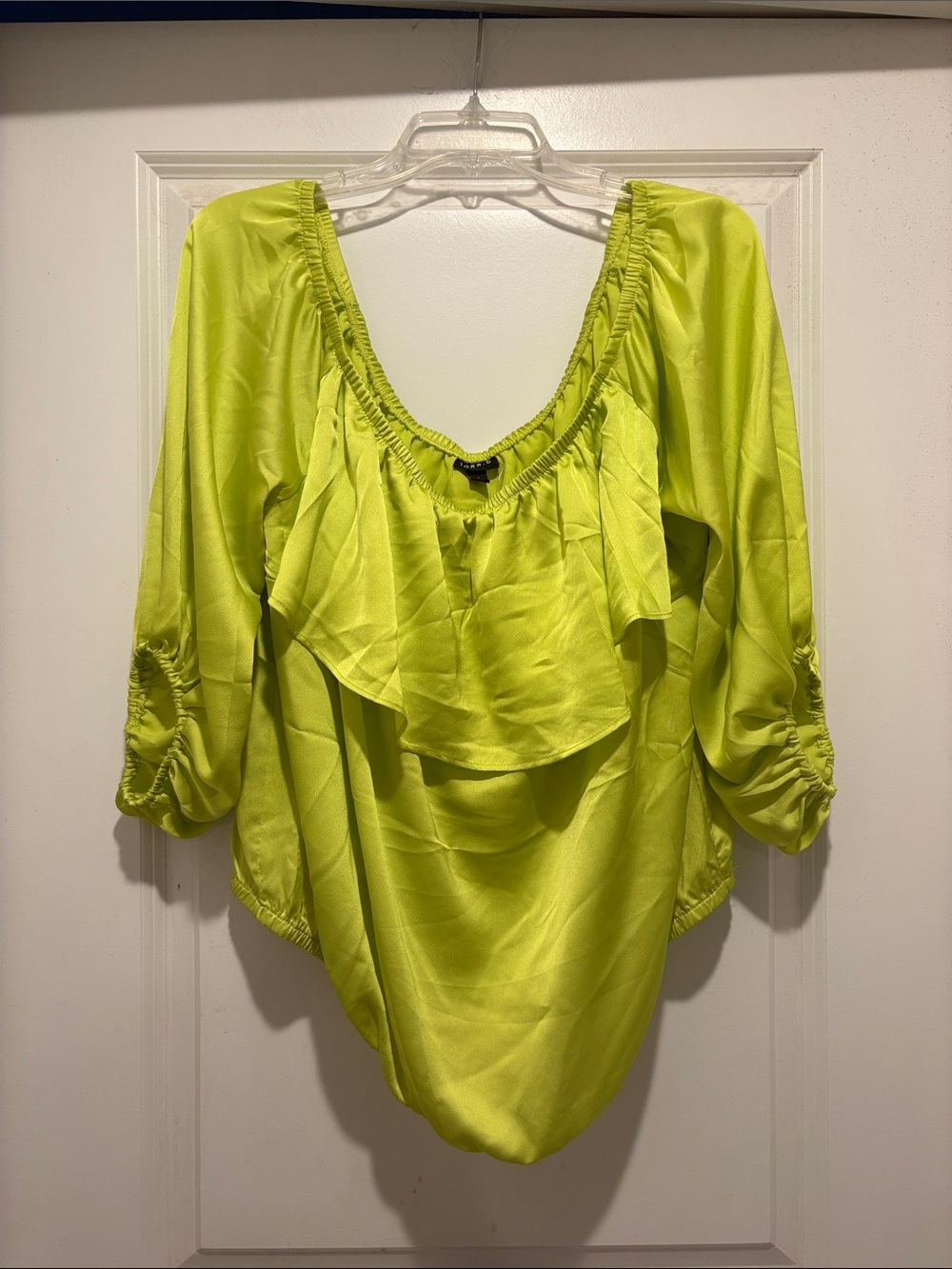 torrid Neon Lime Off-Shoulder Ruffle Peasant Blouse
